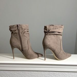 Justfab Zelda Stiletto Booties in Taupe